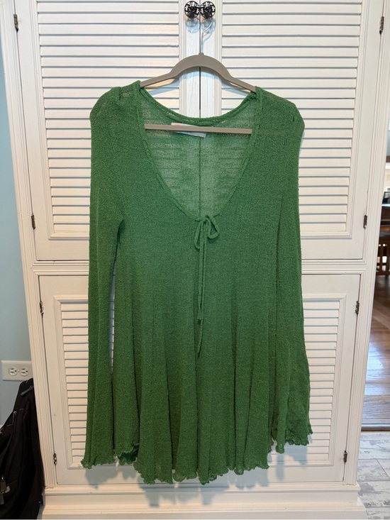Free People Other - Free People Green Knit Swim Coverup with Tie Front